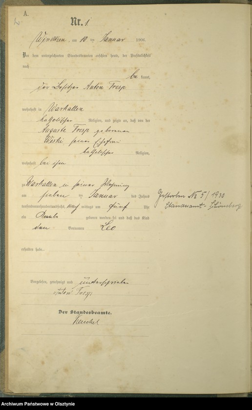 image.from.unit.number "Geburts-Haupt-Register Nr 1 - 95"