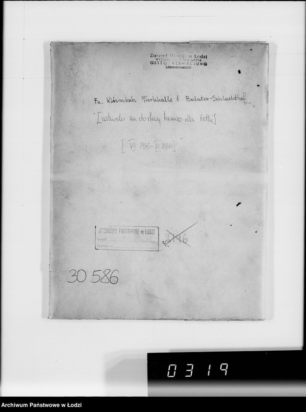Obraz 4 z jednostki "Fa.Kliemisch.Werkhalle & Baluter-Schlahthof [rachunki za dostawy towarów dla Getta]"