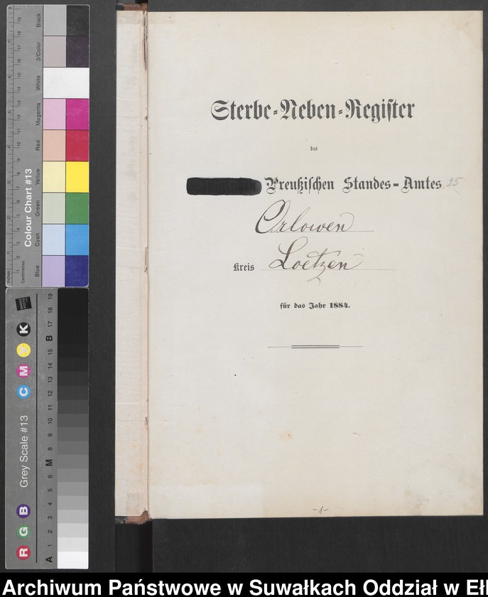 image.from.unit.number "Sterbe-Neben-Register des Preussischen Standes-Amtes Orlowen Kreis Loetzen für das Jahr 1884"