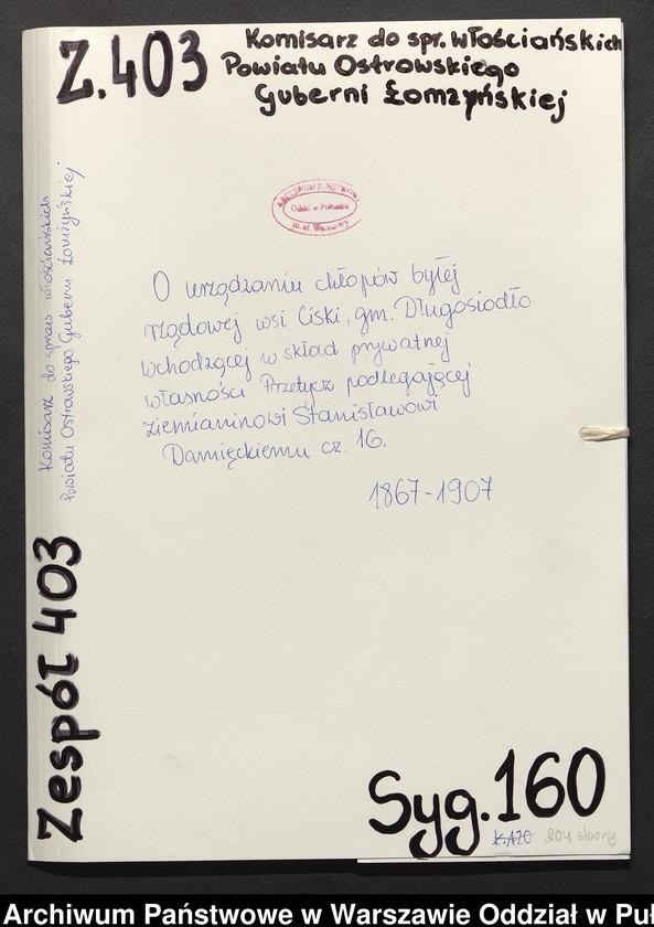 image.from.unit.number "O urządzaniu chłopów byłej rządowej wsi Ciski, gm. Długosiodło, wchodzącej w skład prywatnej własności Przetycz podlegającej ziemianinowi Stanisławowi Damięckiemu cz.16"