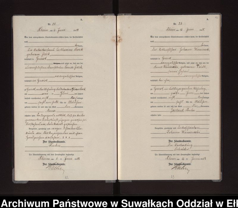 image.from.unit.number "Geburts-Neben-Register des Königlichen Preussischen Standes-Amtes Gneist Kreis Lötzen"
