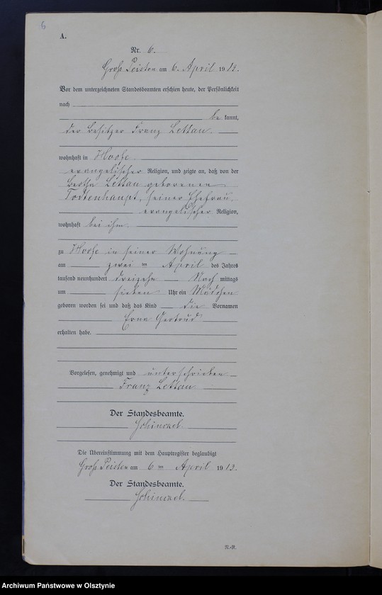 image.from.unit.number "Geburts-Neben-Register Nr 1 - 38 [Księga urodzeń- wtóropis ]"