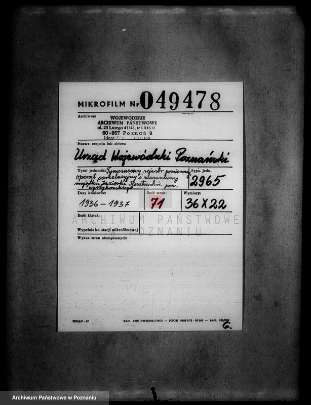 Obraz 2 z jednostki "Tymczasowy rejestr pomiarowy, operat parcelacyjny i szacunkowy majątku Jeziorki Kosztowskie powiatu wyrzyskiego"