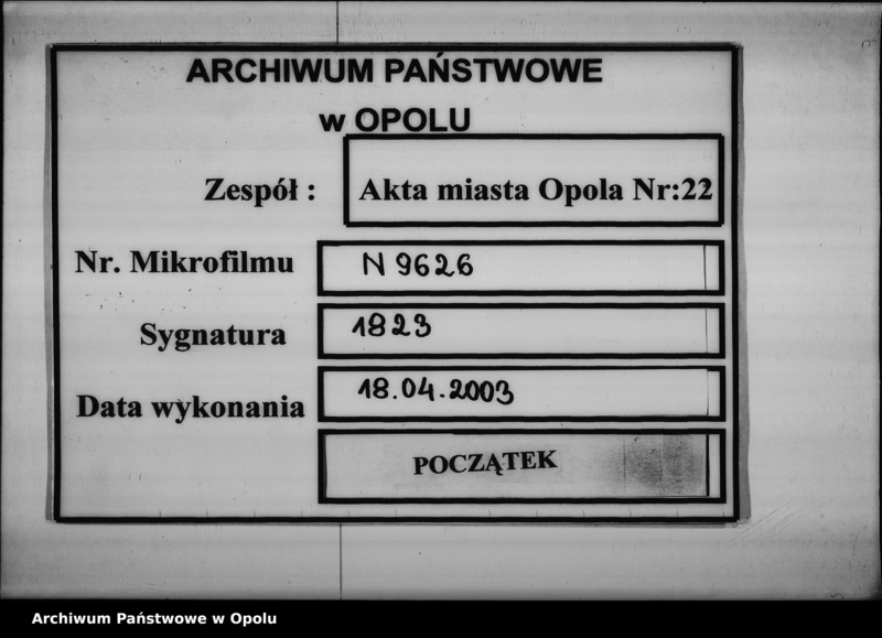 Obraz 1 z jednostki "Acta des Magistrats zu Oppeln betreffend die Hierorts vorhandenen gewerblichen Unterstützungs Kassen Vol. I"