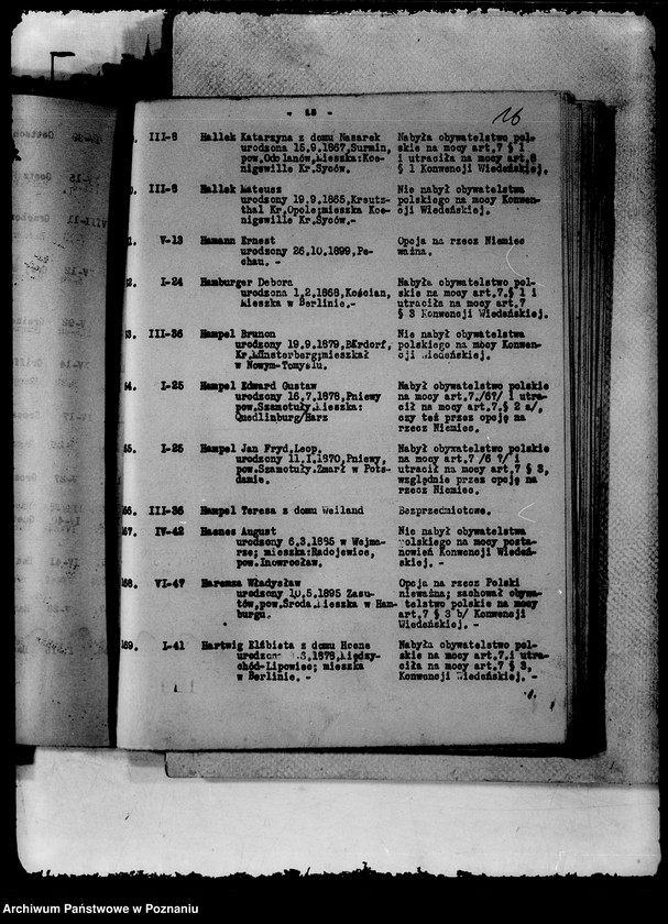 Obraz 20 z jednostki "Spis alfabetyczny spraw spornego obywatelstwa zdecydowanych przez Delegatów technicznych polskich i niemieckich od 9 XII 1929- 1 IV 1930"