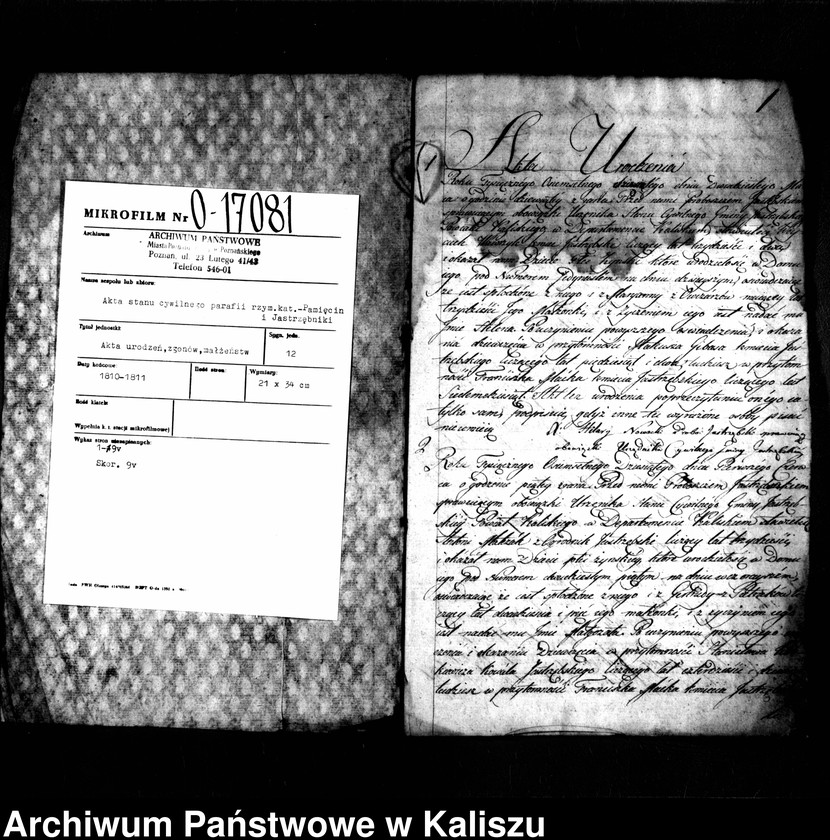 image.from.unit.number "Akta urodzenia, zejścia, małżeństwa gminy jastrzębskiej"