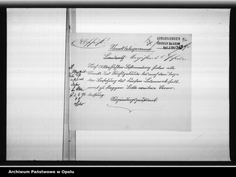 Obraz 15 z jednostki "Acta des Magistrats zu Oppeln betreffend Bismark - Feier pp."