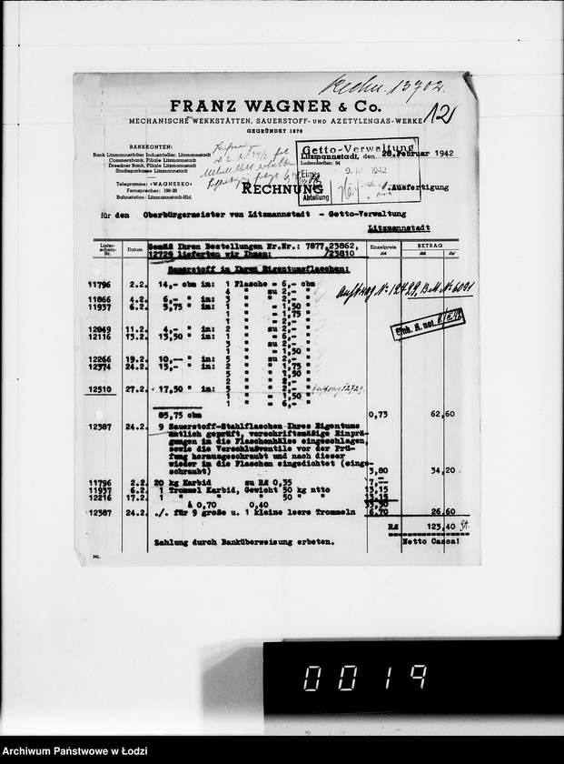 Obraz 16 z jednostki "W. [rachunki za dostawy towarów dla Getta]"