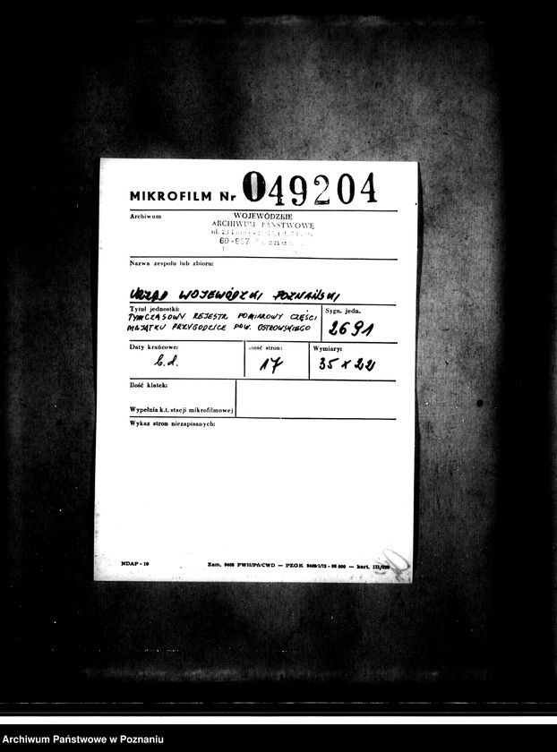 Obraz 2 z jednostki "Tymczasowy rejestr pomiarowy części majątku Przygodzice powiatu ostrowskiego"