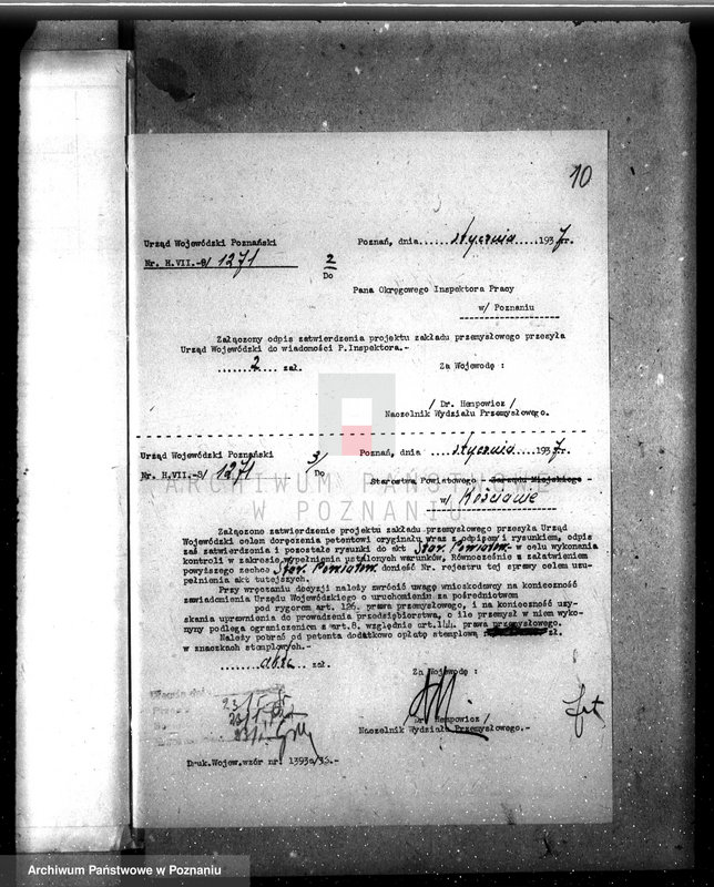 Obraz 14 z jednostki "Zatwierdzenie zakładu przemysłowego stacji napędowej Ernesta Bintscha w Śmiglu, pow. kościański"