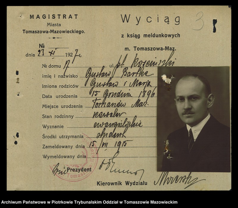 Obraz 1 z kolekcji "Dowody osobiste wystawione przez Starostwo Powiatowe Brzezińskie"