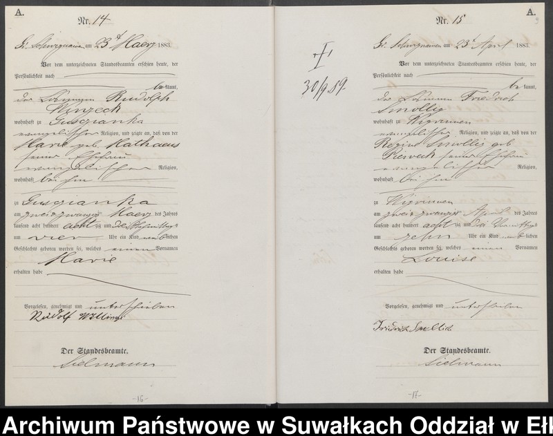 image.from.unit.number "Geburts-Haupt-Register des Königlich Preussischen Standes-Amtes Guszianka Kreis Sensburg"