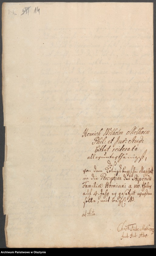 image.from.unit.number "In S. [Sachen] Heinrich Wilhelm Melhorn in causa Stipendi"