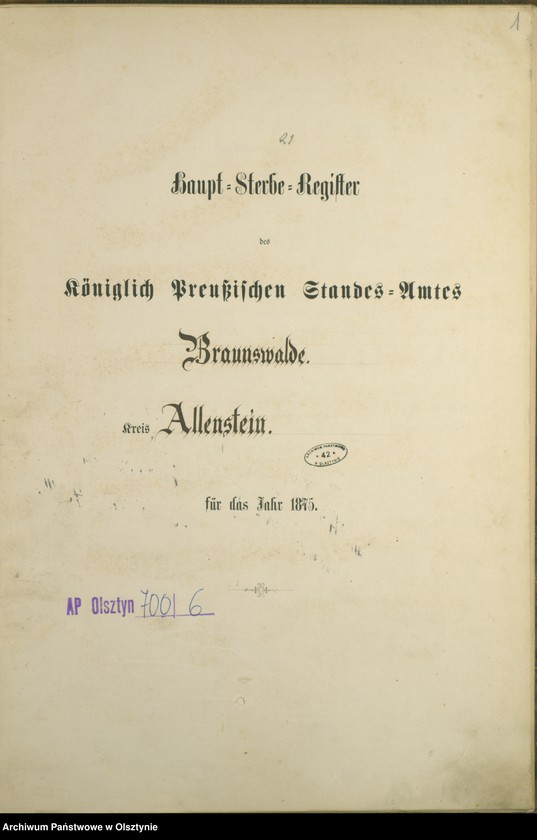 image.from.unit.number "Haupt-Sterbe-Register Nr 1 - 41"