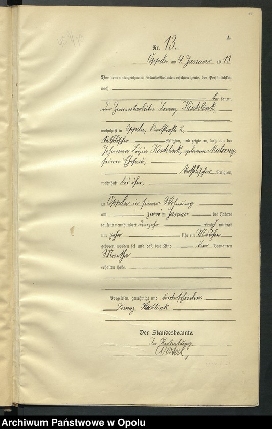 image.from.unit.number "Urząd Stanu Cywilnego Opole Księga Urodzeń Rok 1913 1-539"