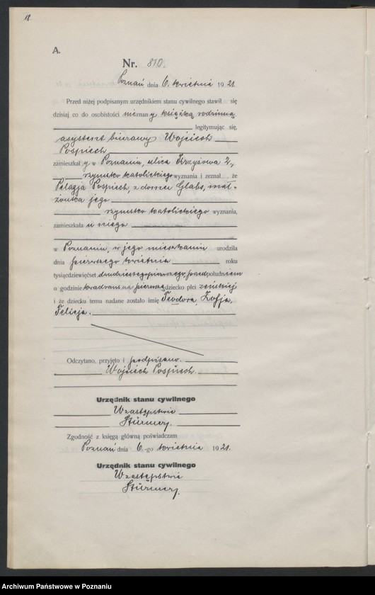 Obraz 20 z jednostki "Księga urodzeń odpis tom III [Rejestr poboczny urodzeń]"