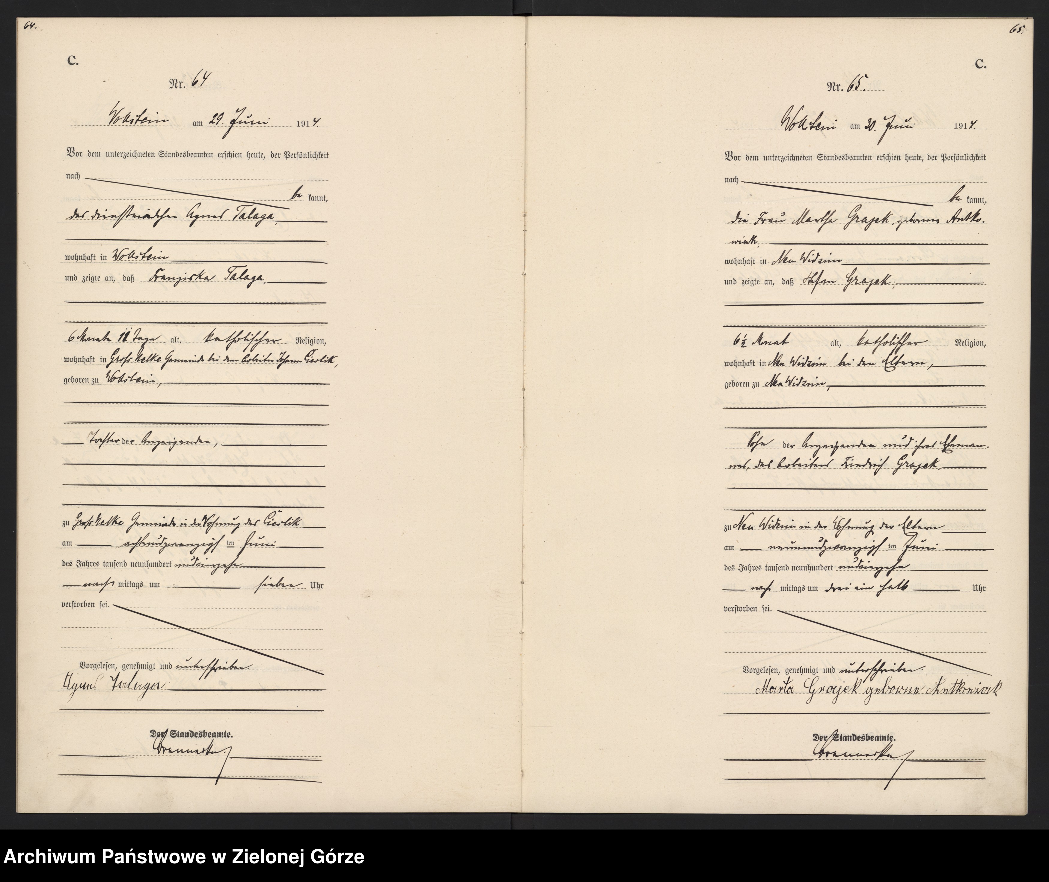 Skan z jednostki: [Księga zgonów- Wolsztyn wieś]