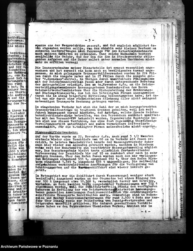 Obraz 8 z jednostki "Berichte über Auswirkungen der Verkehrslage im Reichsbahndirektionsbezirk Posen. Versorgung der bombenbeschädigten Bevölkerung. Treibstoffzuteilungen"