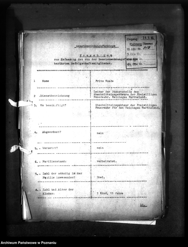 Obraz 5 z jednostki "Wohnungszuweisungen für Deutsche. Verdrängung der Polen."