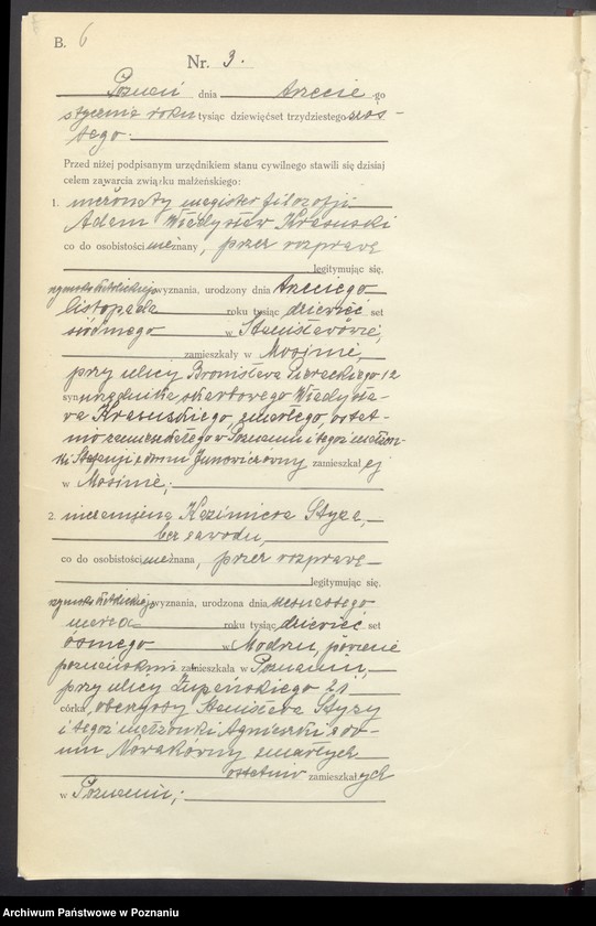 Obraz 7 z jednostki "Księga miejscowa małżeństw tom I [Rejestr główny małżeństw]"