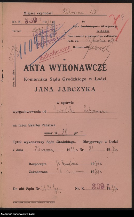 Obraz 11 z jednostki "Halwin – Herszlik Liberman-handel win i wódek"