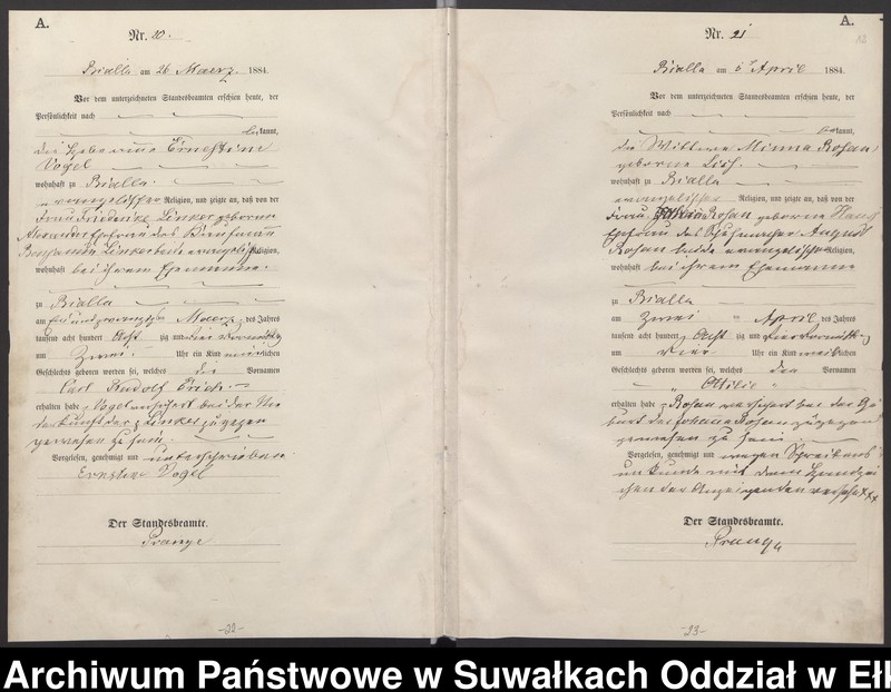 image.from.unit.number "Geburts-Haupt-Register des Königlichen Preussischen Standes-Amtes Bialla Kreis Johannisburg"