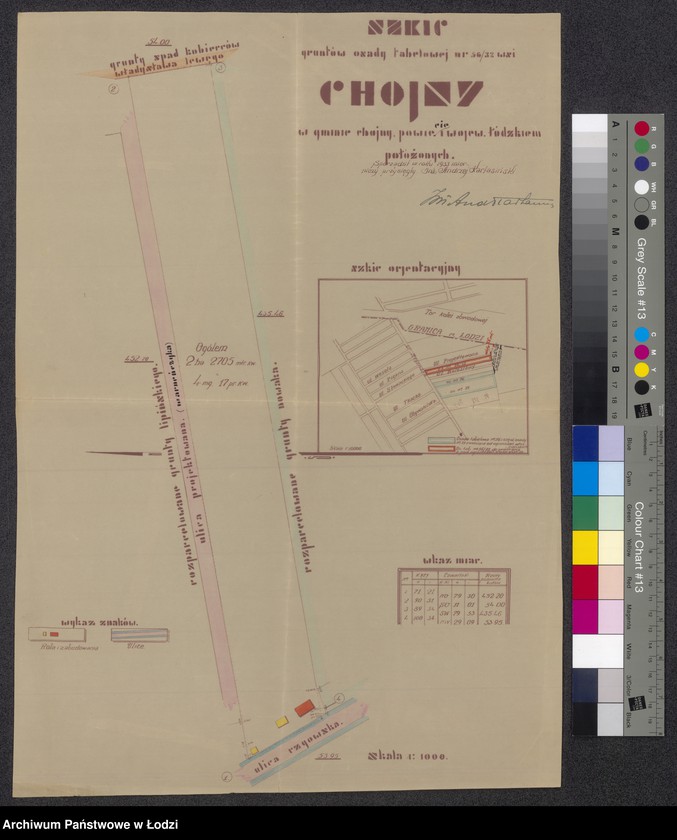 Obraz 1 z jednostki "Szkic gruntów osady tabelowej numer 56/32 wsi Chojny w gminie Chojny, powiecie i województwie łódzkiem położonych"