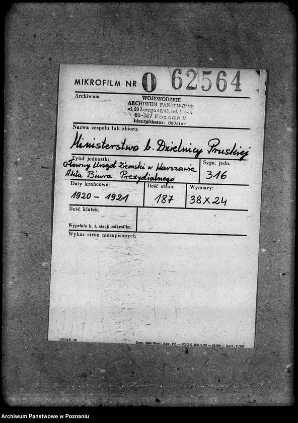 Obraz 2 z jednostki "Główny Urząd Ziemski w Warszawie Akta Biura Prezydialnego"