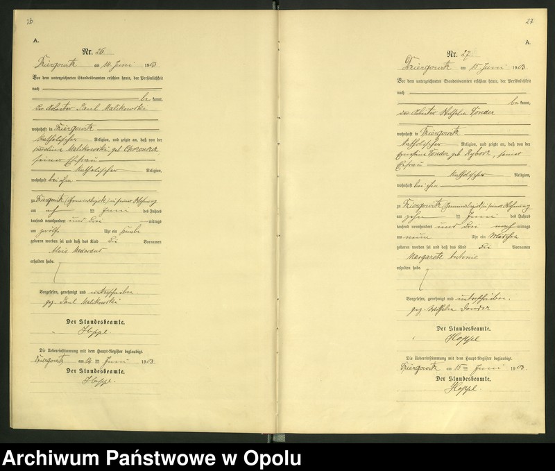 Obraz 17 z jednostki "Urząd Stanu Cywilnego Dziergowice Księga urodzeń rok 1903-05"