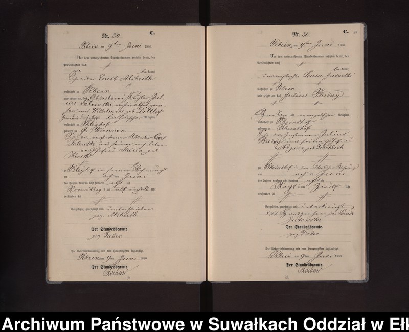 Obraz 20 z jednostki "Sterbe-Neben-Register des Preussischen Standes-Amtes Rhein Kreis Loetzen"