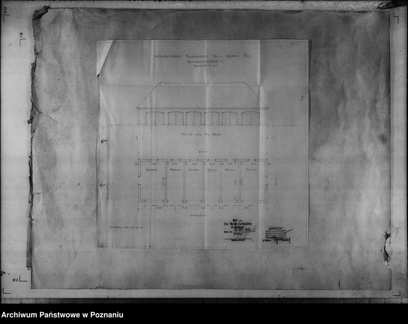 Obraz 7 z jednostki "Dienstwohngebäude - Reichsstatthalter Posen. Wirtschaftsgebäude - Bauentwurf (nad jeziorem Góreckim)"