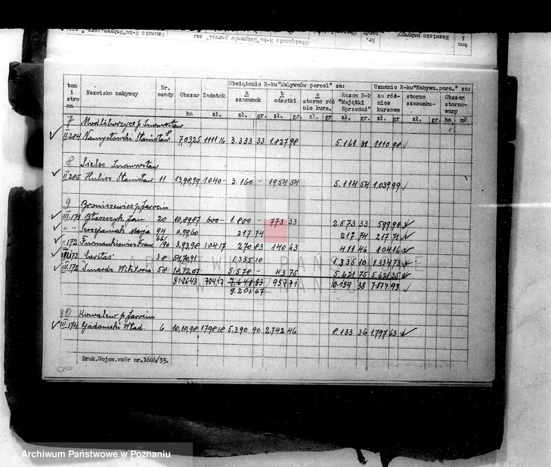 Obraz 12 z jednostki "Obciążenia rachunku nabywców parcel za szacunki /osady markowe/"