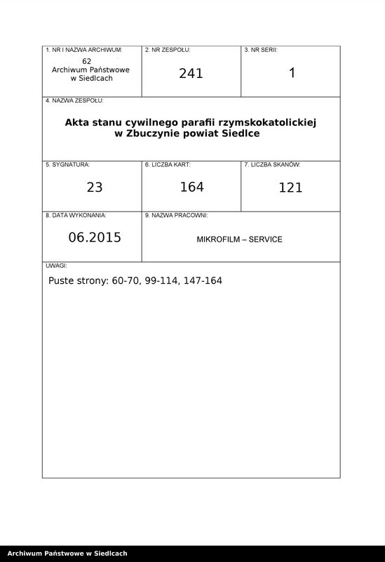 Obraz 1 z jednostki "Akta urodzin, małżeństw, zgonów"