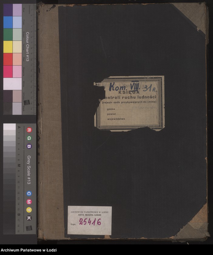 Obraz 2 z jednostki "Księga kontroli ruchu ludności (rejestr osób przybywających do gminy) Łódź, zameldowania pozaankietowe, komisariat VIII, nr 1-1703"