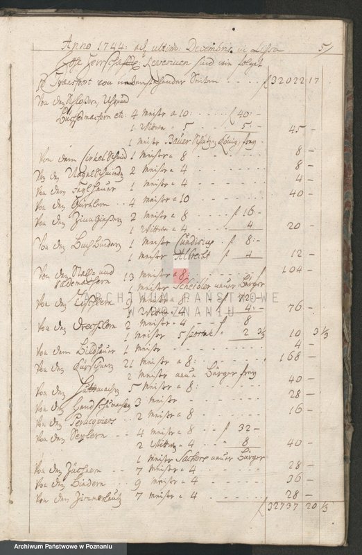 image.from.unit.number "Rechnung der Stadt Lissa; język niemiecki"