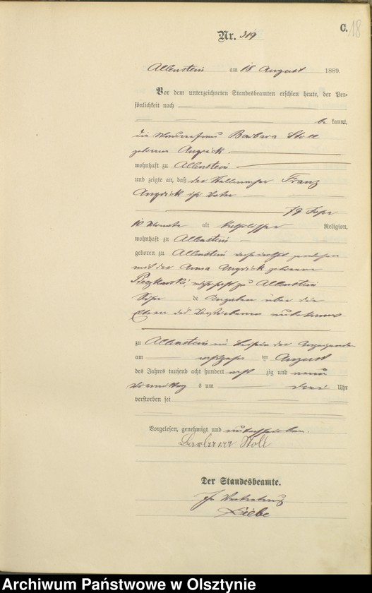 image.from.unit.number "Sterbe-=Haupt-Register Tom II,Nr 303 - 470"