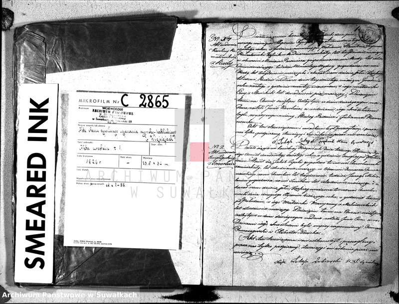 image.from.unit.number "Duplikat aktów urzędnika stanu cyvilnego względem urodzenia, małżeństwa i zeszłych parafii wieysieyskiey na rok 1826, tom I"
