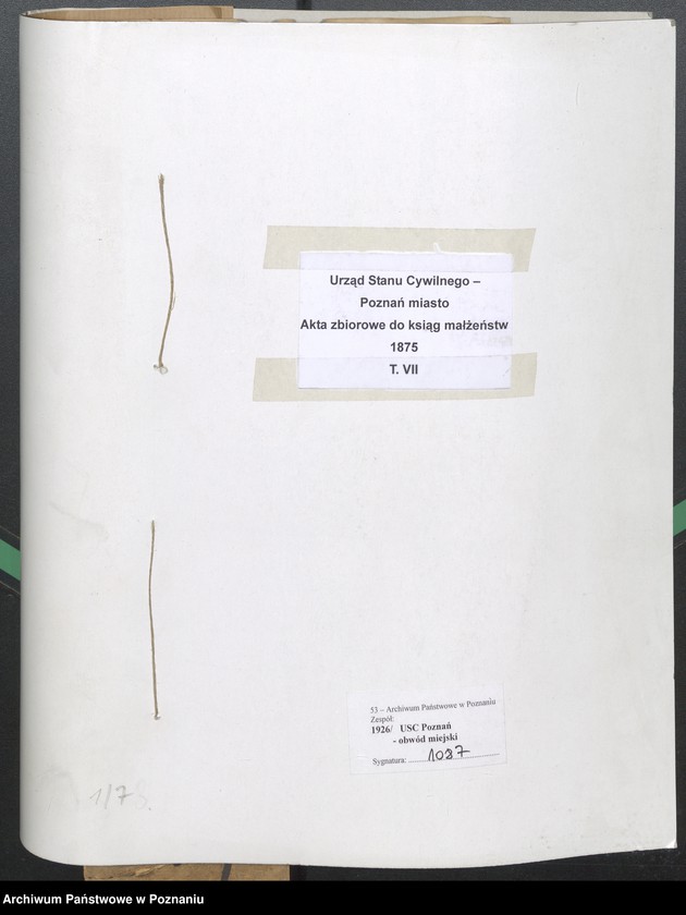 Obraz 2 z jednostki "Die von den Verlobten beigebrachten Urkunden zur Eheschliessung pro 1875"