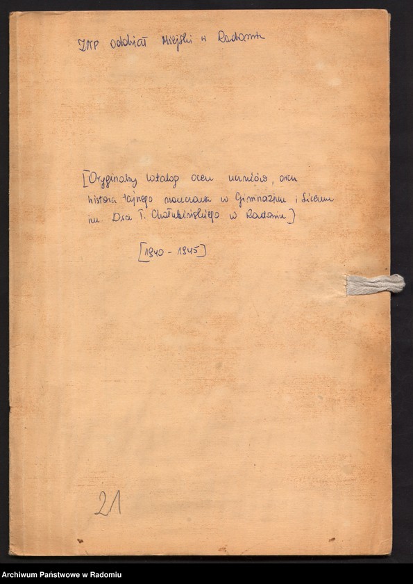 image.from.collection.number "Tajne nauczanie w Radomiu w czasie II wojny światowej"