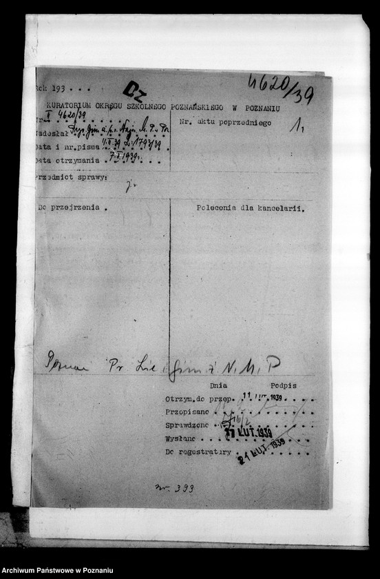 Obraz 5 z jednostki "Prywatne Liceum i Gimnazjum Żeńskie Najświętszej Marii Panny- Poznań [w tym katalogi główne klasy IV-tej z lat 1936/37, 1937/38, 1938/39]"