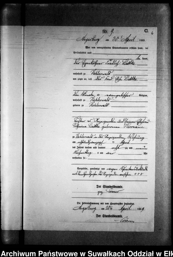 image.from.unit.number "Sterbe-Neben-Register des Preussischen Standes-Amtes Kehlen Kreis Angerburg"