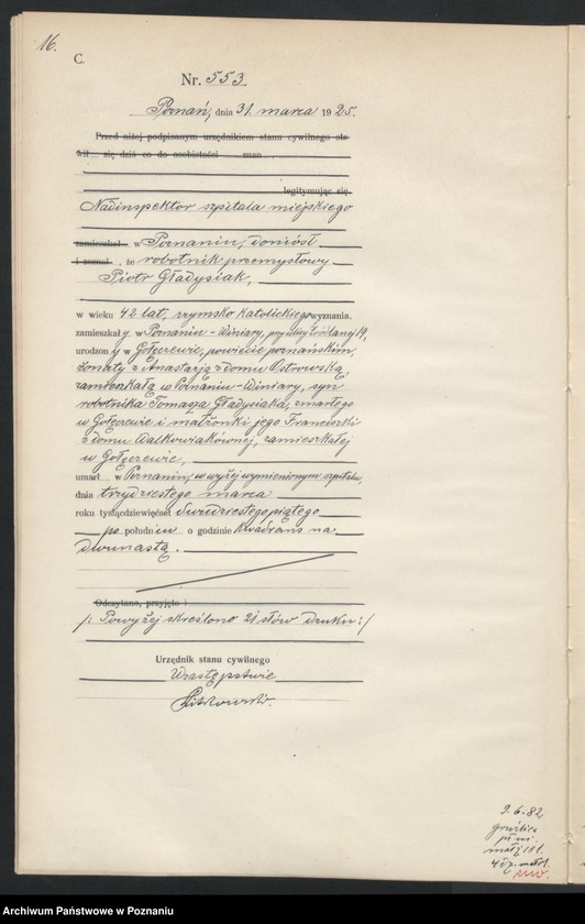 Obraz 18 z jednostki "Księga miejscowa zgonów tom II [Rejestr główny zgonów]"