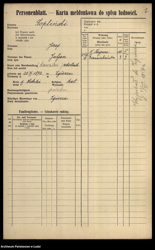 Obraz 9 z jednostki "[Spis ludności Łodzi] Sońka-Sowiński"