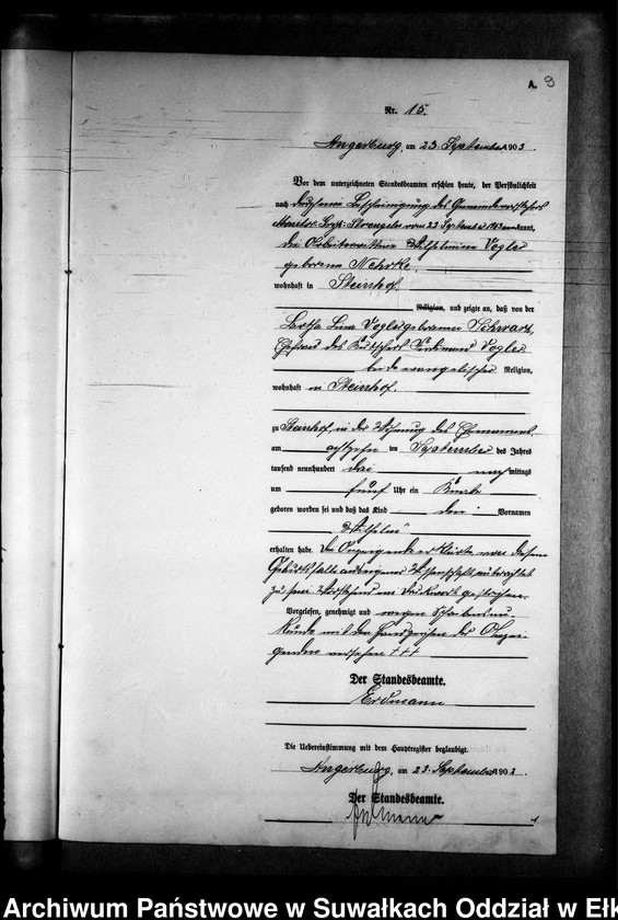 image.from.unit.number "Geburts-Neben-Register des Königlichen Preussischen Standes-Amtes Gr. Strengeln Kreis Angerburg"