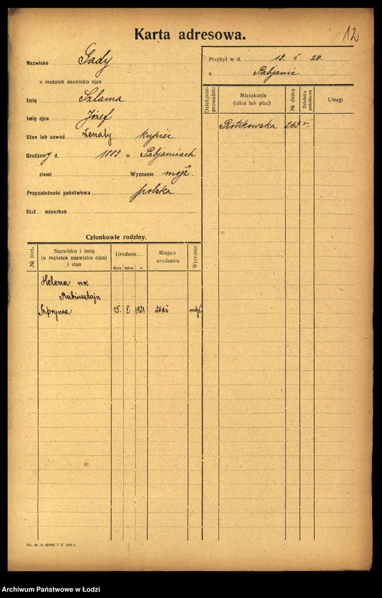 Obraz 14 z jednostki "[Spis ludności Łodzi] Gadułka - Gajewski"