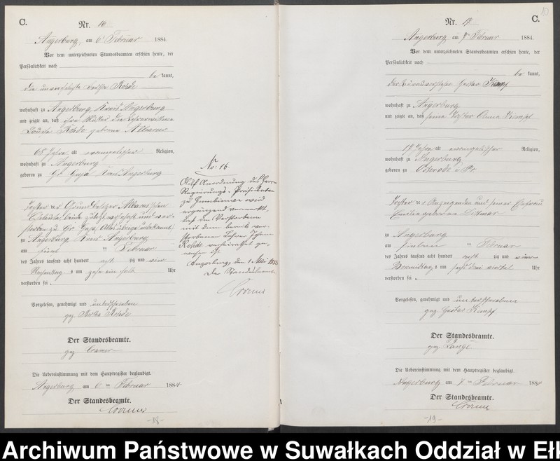 Obraz 13 z jednostki "Sterbe-Neben-Register des Preussischen Standes-Amtes Angerburg Kreis Angerburg"