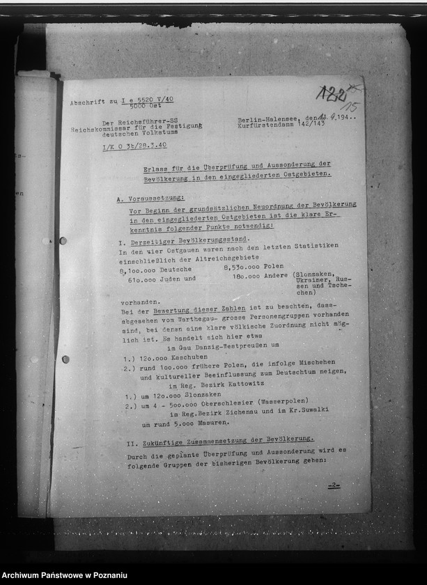 Obraz 19 z jednostki "Zarządzenia, wytyczne i korespondencja w sprawach ogólnych niemieckiej listy narodowej"