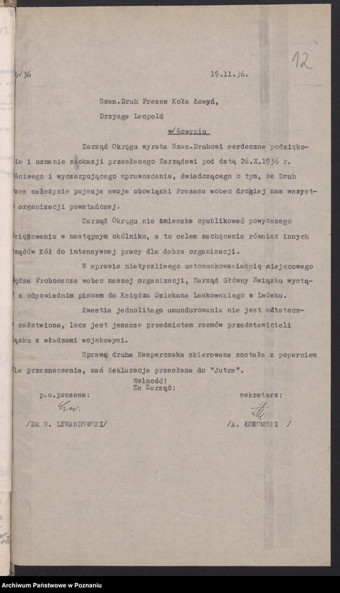 Obraz 16 z jednostki "Łowyń, powiat Międzychód - akta koła."