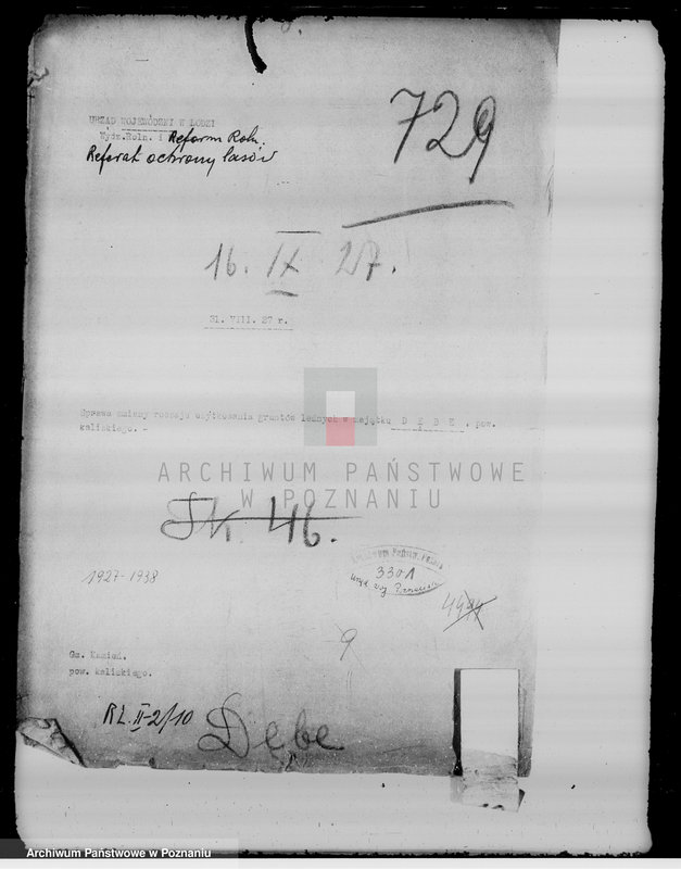 Obraz 4 z jednostki "Sprawy zmiany rodzaju użytkowania gruntów leśnych majątku Dębe w powiecie kaliskim"