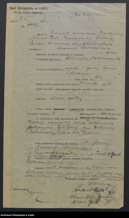 Obraz 4 z jednostki "Kusznir, Heller i S-ka – wyrób i sprzedaż towarów włókienniczych"